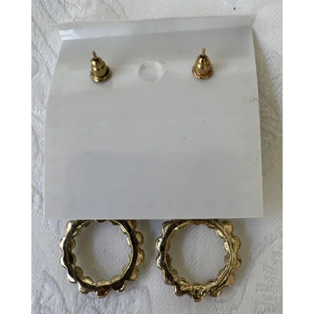 Pastel Faux Blue Green Stone Crystal Gold Rhinestone Earrings Dangle Drop NEW